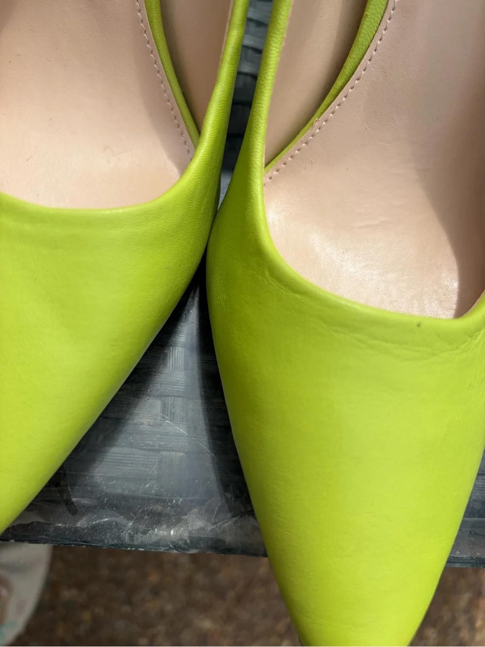 Vince Camuto Neon Lime Pointed-Toe Leather Pumps